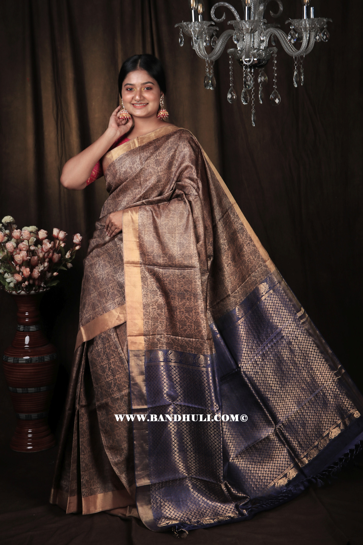 Brown Tussar Saree